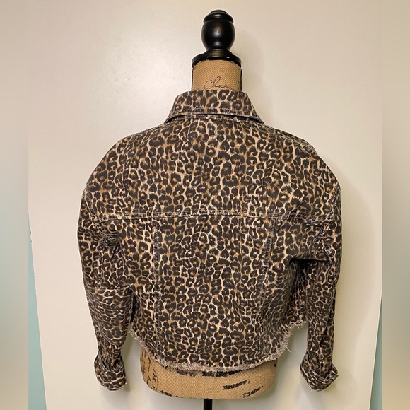 #283 Free People Cheetah Print Denim Jacket size XS - Picture 5 of 13